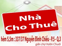 Cho Thuê Nguyên Căn Nhà hẻm 5,5m: 337/37 Nguyễn Đình Chiểu - P.5 - Q.3