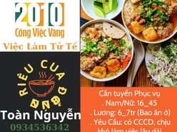 Tuyển Nam/Nữ Phụ quán Bún Riêu 