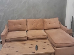 Bán lại ghế sofa góc chữ L, Chất liệu: Nỉ nhung, màu nâu, còn mới đẹp