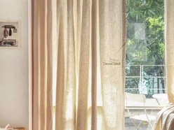 Rèm linen tưng xước muối tiêu, beige sáng