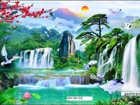 Tranh gạch 5d tranh thác nước cây tùng Tranh gạch 5d tranh thác nước cây tùng