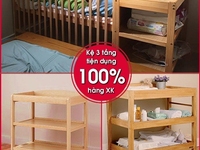 Kệ 03 tầng kiêm bàn thay tã màu gỗ tự nhiên Kệ 03 tầng kiêm bàn thay tã màu gỗ tự nhiên