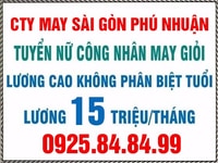 Tuyển nữ công nhân may giỏi lương phát trước 2 tháng tối thiểu 15tr/th Tuyển nữ công nhân may giỏi lương phát trước 2 tháng tối thiểu 15tr/th