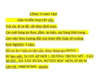 CÔNG TY MAY T&D cần Tuyển thợ cắt vài,đi sơ đồ hàng thời trang CÔNG TY MAY T&D cần Tuyển thợ cắt vài,đi sơ đồ hàng thời trang