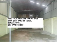 Cho Thuê Nhà 2 MTKD Tân Kỳ Tân Quý, B. Tân, 5x35m, giá 25tr/th Cho Thuê Nhà 2 MTKD Tân Kỳ Tân Quý, B. Tân, 5x35m, giá 25tr/th
