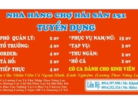 Chợ Hải Sản 151 sắp khai trương cần tuyển Chợ Hải Sản 151 sắp khai trương cần tuyển