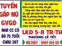 Gia đình nhà chung cư nhỏ cần gấp nữ giúp việc nhà ở lại cùng bà 75 Gia đình nhà chung cư nhỏ cần gấp nữ giúp việc nhà ở lại cùng bà 75