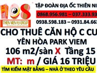Cho thuê chcc yên hòa park view 106m2 3 phòng ngủ Cho thuê chcc yên hòa park view 106m2 3 phòng ngủ