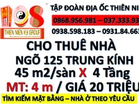 Cho thuê nhà ngõ 125 trung kính, 45m2/sàn x 4 tầng mặt tiền 4m Cho thuê nhà ngõ 125 trung kính, 45m2/sàn x 4 tầng mặt tiền 4m