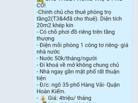 Cho thuê phòng trọ ở Phố Cổ Quận Hoàn Kiếm, DT 20m2 Cho thuê phòng trọ ở Phố Cổ Quận Hoàn Kiếm, DT 20m2