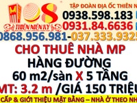 Cho thuê nhà hàng đường 60m2/sàn x 5 tầng mặt tiền 3.2m Cho thuê nhà hàng đường 60m2/sàn x 5 tầng mặt tiền 3.2m