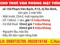 CHO THUÊ VĂN PHÒNG MẶT TIỀN 150 Phạm Văn Bạch, Tân Bình, DT 130m2, 65m CHO THUÊ VĂN PHÒNG MẶT TIỀN 150 Phạm Văn Bạch, Tân Bình, DT 130m2, 65m