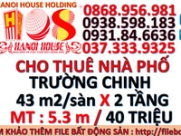 Cho thuê nhà trường chinh 2 tầng x 43m2/sàn mặt tiền 5.3m Cho thuê nhà trường chinh 2 tầng x 43m2/sàn mặt tiền 5.3m