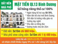 ĐẤT NỀN - NHÀ PHỐ MẶT TIỀN QL13, Sổ hồng riêng, 5x15m chỉ 660 triệu ĐẤT NỀN - NHÀ PHỐ MẶT TIỀN QL13, Sổ hồng riêng, 5x15m chỉ 660 triệu