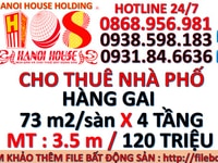 Cho thuê nhà hàng gai 4 tầng x 73m2/sàn mặt tiền 3.5m Cho thuê nhà hàng gai 4 tầng x 73m2/sàn mặt tiền 3.5m