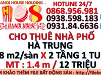 Cho thuê nhà hà trung 2 tầng 1 tum x 28m2/sàn mặt tiền 1.4 nở hậu 2.2m Cho thuê nhà hà trung 2 tầng 1 tum x 28m2/sàn mặt tiền 1.4 nở hậu 2.2m