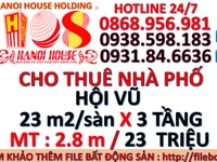 Cho thuê nhà hôi vũ 3 tầng x 23m2/sàn mặt tiền 2.8m Cho thuê nhà hôi vũ 3 tầng x 23m2/sàn mặt tiền 2.8m