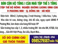 Bán CH tầng 1 nhà TT 5 tầng Bộ Nông Nghiệp, Đ.Lương Đình Của. DT 80m2