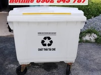Xe thu gom rác 660 lít màu trắng dùng trong bệnh viện, xe gom rác đẩy Xe thu gom rác 660 lít màu trắng dùng trong bệnh viện, xe gom rác đẩy