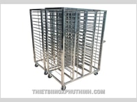Xe inox đẩy khay cơm - thiết bị inox phú thịnh Xe inox đẩy khay cơm - thiết bị inox phú thịnh
