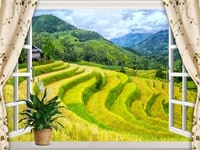 Tranh gạch 3d cửa sổ phong cảnh Tranh gạch 3d cửa sổ phong cảnh