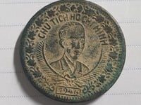 Đồng xu cổ 2 Đồng chân dung Cụ Hồ 1946 Đồng xu cổ 2 Đồng chân dung Cụ Hồ 1946