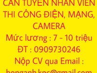 Cần tuyển thợ thi công điện - mạng - camera Cần tuyển thợ thi công điện - mạng - camera