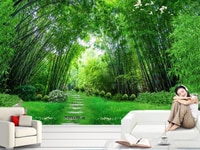 Tranh gạch men 3d rừng tre xanh mát Tranh gạch men 3d rừng tre xanh mát