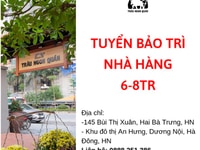 Tuyển bảo trì nhà hàng khu vực Hà Đông Tuyển bảo trì nhà hàng khu vực Hà Đông