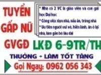 TUYỂN NỮ GIÚP VIỆC NHÀ CC có 2VC+con gái học ĐH lương 6-9tr/th