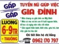 GẤP GẤP ! CẦN NỮ GIÚP VIỆC NHÀ CC có mẹ và con 6t, lương cao