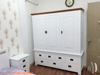 Tủ áo 4 cánh màu trắng gỗ sồi Mỹ Tủ áo 4 cánh màu trắng gỗ sồi Mỹ
