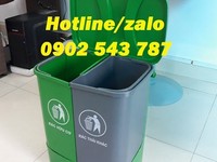 Thùng rác 2 ngăn 30l, thùng rác 2 ngăn đạp chân 2 màu Thùng rác 2 ngăn 30l, thùng rác 2 ngăn đạp chân 2 màu