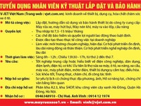 V-JET Việt Nam tuyển dụng nhân viên kỹ thuật lắp đặt và bảo hành V-JET Việt Nam tuyển dụng nhân viên kỹ thuật lắp đặt và bảo hành