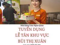 Tuyển 2 lễ tân cho nhà hàng Trâu Ngon Quán Hai Bà Trưng, 7-8tr Tuyển 2 lễ tân cho nhà hàng Trâu Ngon Quán Hai Bà Trưng, 7-8tr