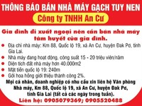 Thông báo bán nhà máy gạch tuy nen xã An Cư, huyện Đak Pơ, tỉnh GiaLai Thông báo bán nhà máy gạch tuy nen xã An Cư, huyện Đak Pơ, tỉnh GiaLai