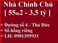 Thủ Đức - Nhà chính chủ 55m2 2PN - 2WC, SHR, hẻm 4m. Thủ Đức - Nhà chính chủ 55m2 2PN - 2WC, SHR, hẻm 4m.