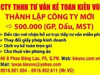 Công ty TNHH tư vấn kế toán Kiều Vũ thành lập công ty, dịch vụ kế toán