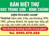 Bán biệt thự ở khu dân cư Trung Sơn, 450m2, hầm, 2 lầu, sân thượng