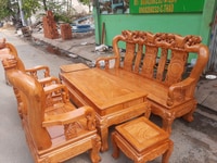 Bàn ghế phòng khách gõ đỏ 6 món tay 12 mộc Bàn ghế phòng khách gõ đỏ 6 món tay 12 mộc