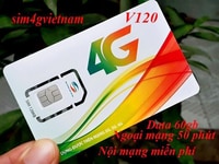 Sim V120 nghe gọi miễn phí và 60GB một tháng Sim V120 nghe gọi miễn phí và 60GB một tháng