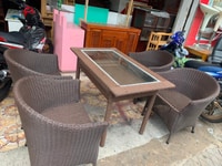 Thanh lý Bộ bàn ghế cafe mây cũ giá rẻ Thanh lý Bộ bàn ghế cafe mây cũ giá rẻ