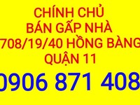 Bán gấp nhà 708/19/40 Hồng Bàng, Phường 1, Quận 11, 3,8x11m, 2 lầu