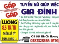 Tuyển nữ giúp việc nhà có 2 VC và bé 4T đi học mầm non gần nhà
