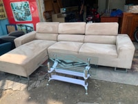 Bộ sofa góc L cũ bọc vải kem, mới 90% giá rẻ Bộ sofa góc L cũ bọc vải kem, mới 90% giá rẻ