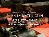 Cần tuyển Quản lý Kỹ thuật xưởng in Cần tuyển Quản lý Kỹ thuật xưởng in