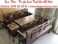 Trường Kỷ Huế Cẩn Ốc Xà Cừ Đẹp Đặc Sắc - Chạm Bổ Ô Tứ Quý Hóa Long