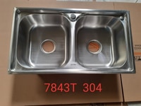 Bồn rửa chén hai hộc đều inox 304 Bồn rửa chén hai hộc đều inox 304