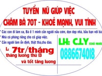 Gia đình tôi cần gấp cô giúp việc chăm bà 70T, vui tính, khỏe mạnh,
