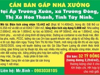 Bán gấp nhà xưởng tại Ấp Trường Phú, xã Trường Đông, Thị Xã Hòa Thành,